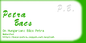 petra bacs business card
